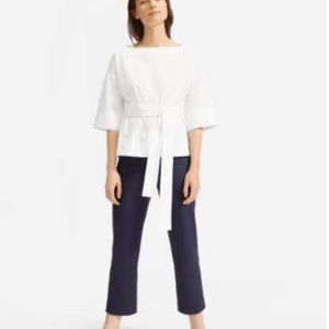 Everlane Poplin Belted Top White 4